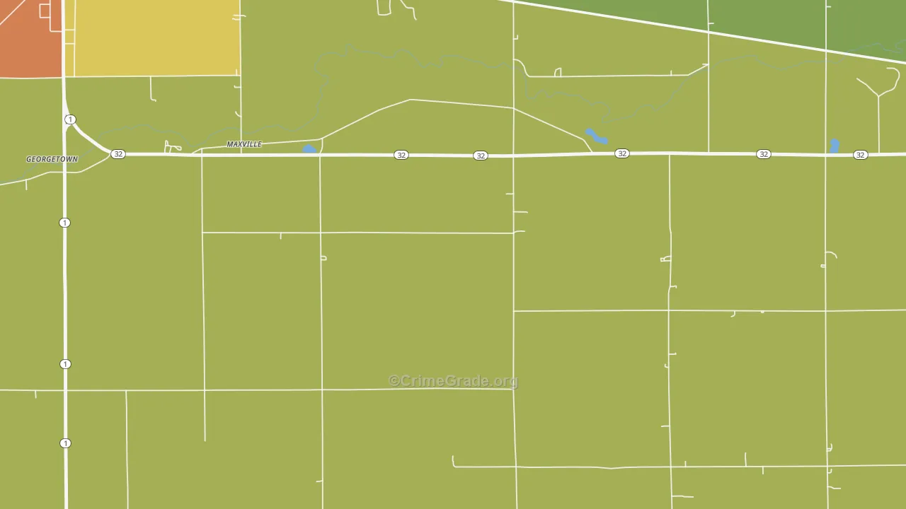 Maxville, IN Map of Drug-Related Crime Rates