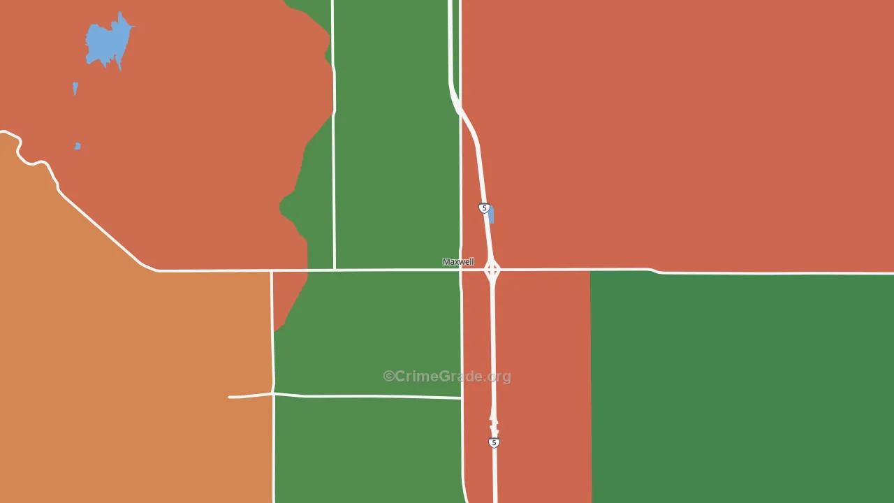 Maxwell, CA Map of Drug-Related Crime Rates