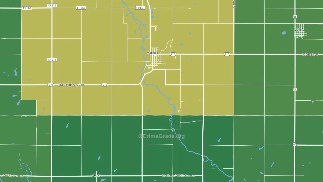 Maxwell, IA Map of Drug-Related Crime Rates