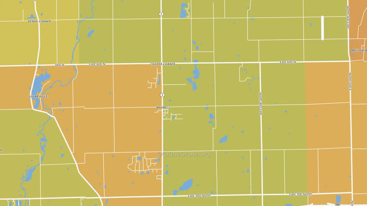 Maxwell, IN Map of Drug-Related Crime Rates
