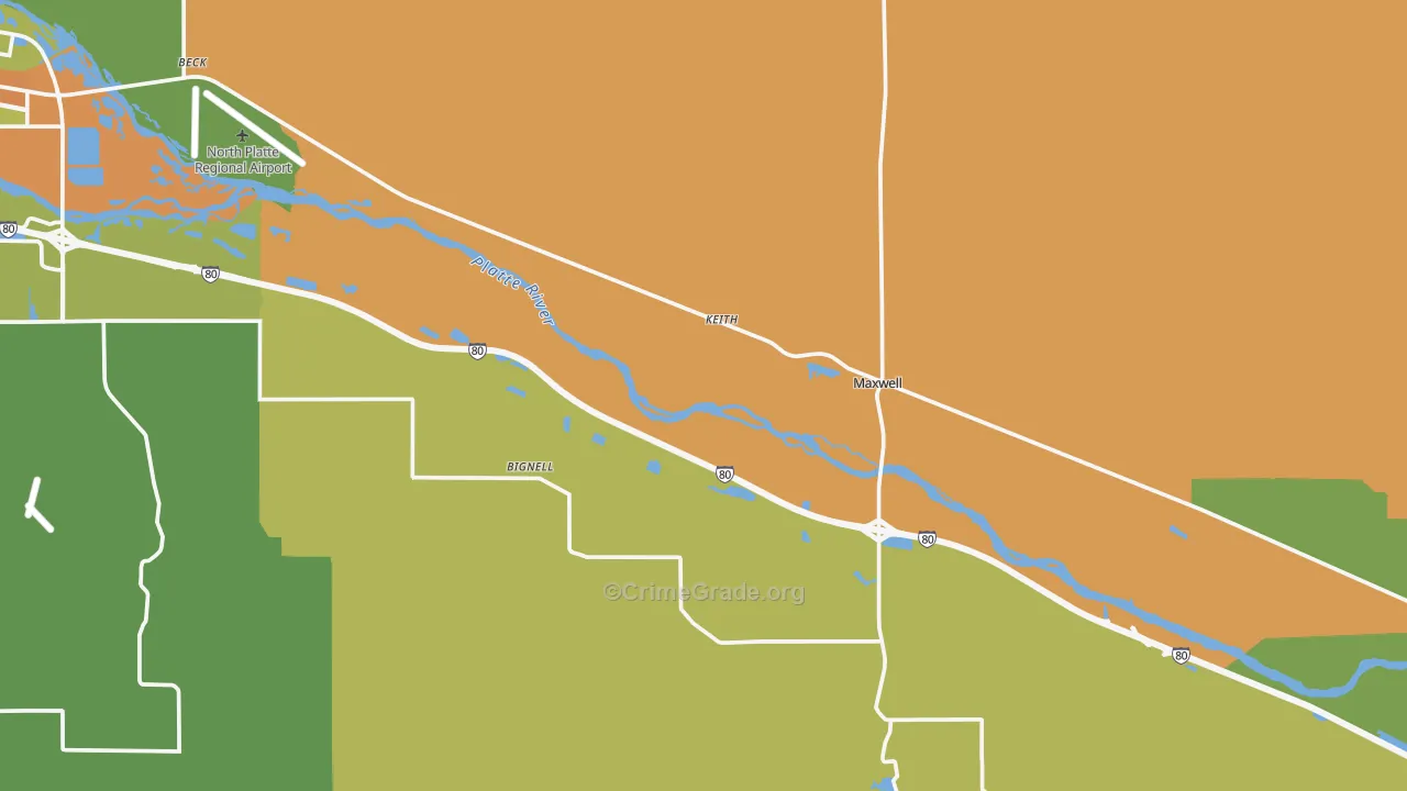 Maxwell, NE Map of Drug-Related Crime Rates