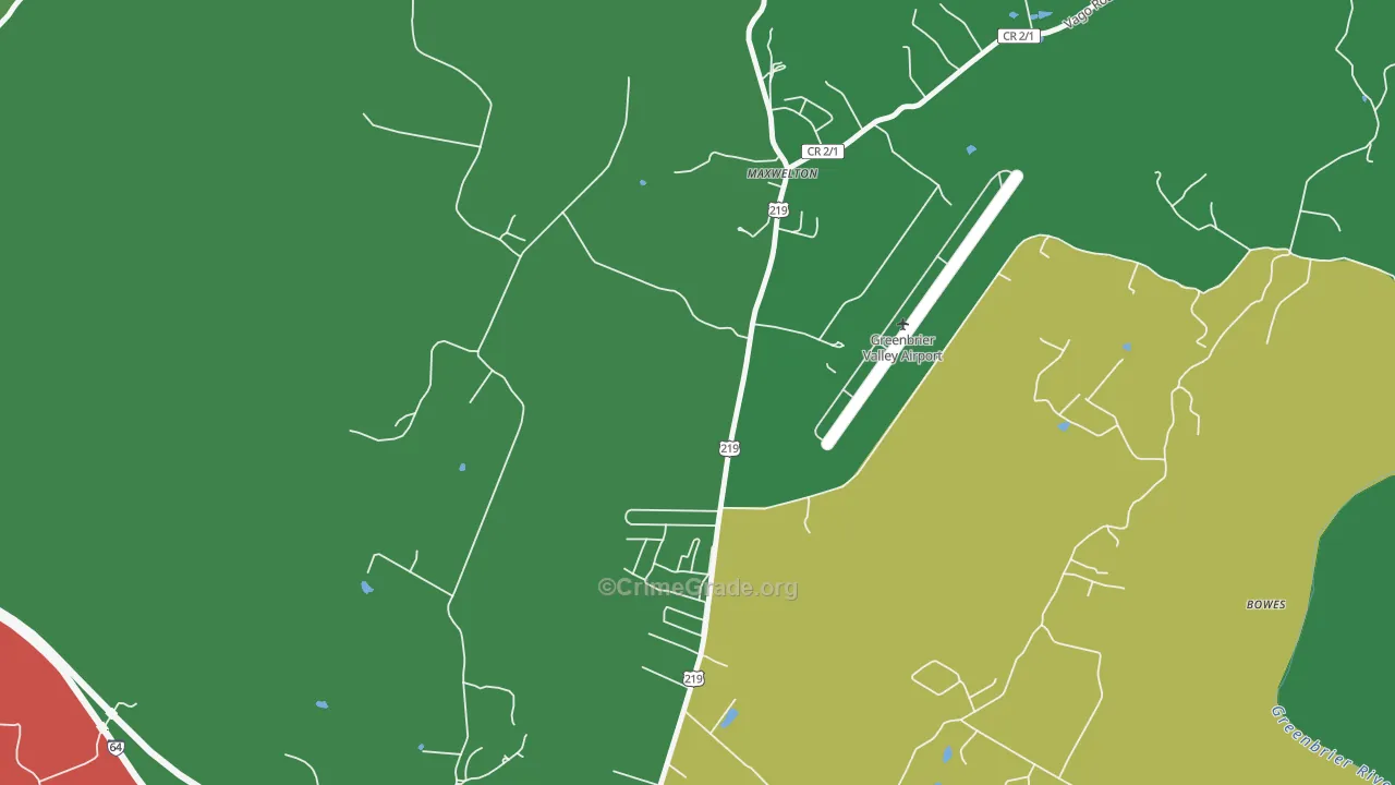 Maxwelton, WV Map of Drug-Related Crime Rates