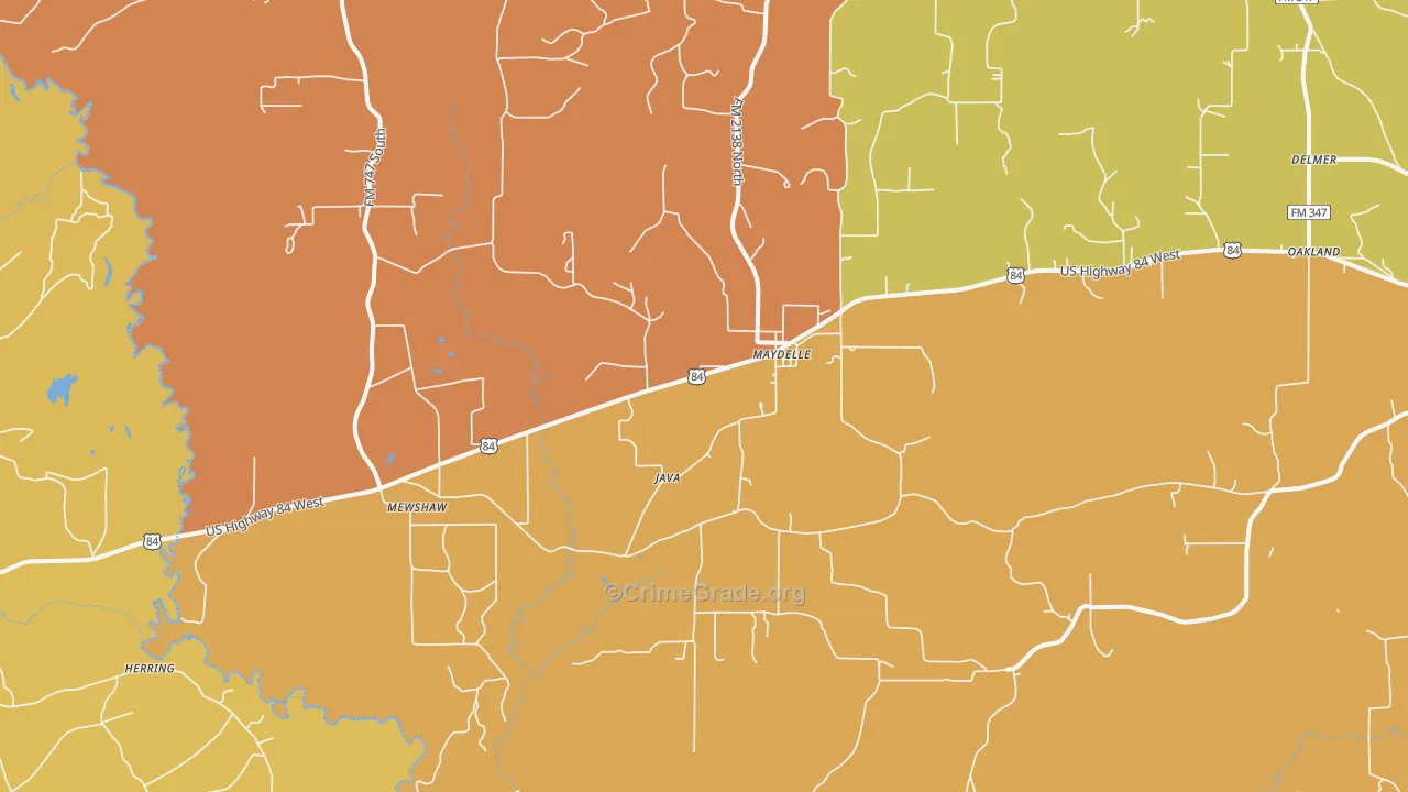 Maydelle, TX Map of Drug-Related Crime Rates