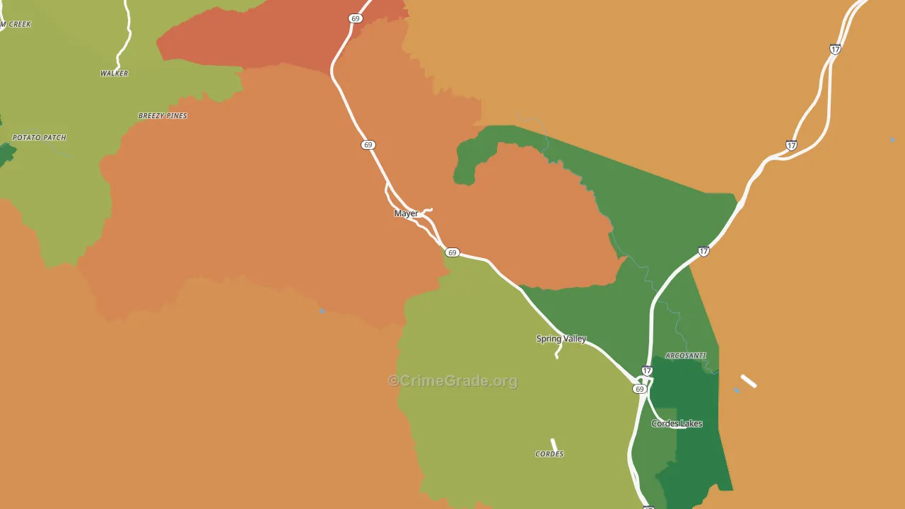 Mayer, AZ Map of Drug-Related Crime Rates