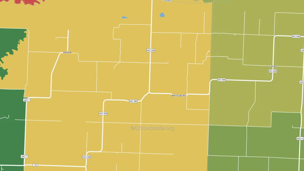 Mayesburg, MO Map of Drug-Related Crime Rates