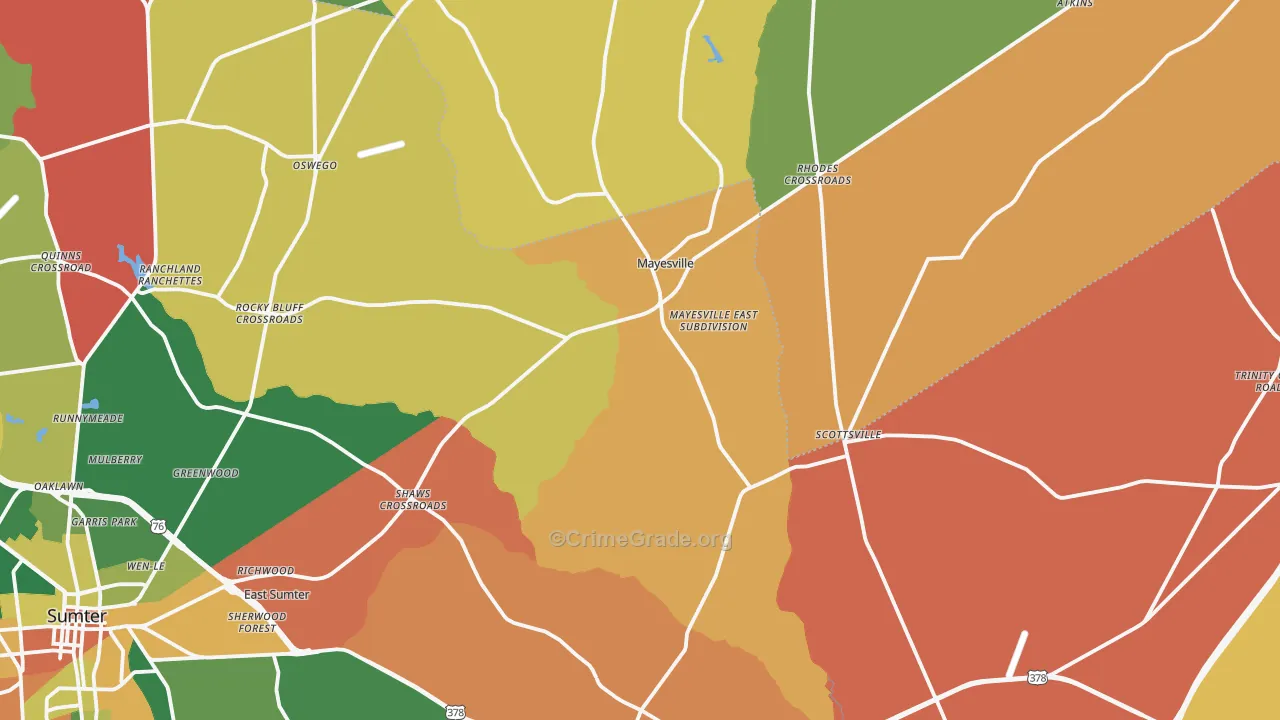 Mayesville, SC Map of Drug-Related Crime Rates