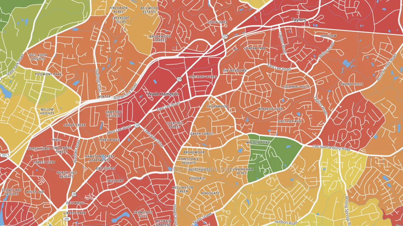 Mayfair Estates, Taylors, SC Map of Drug-Related Crime Rates