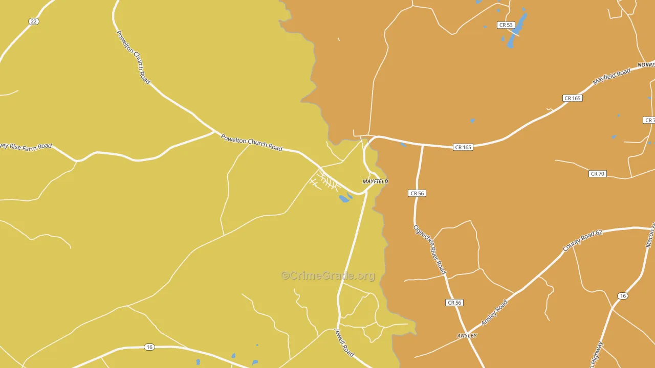 Mayfield, GA Map of Drug-Related Crime Rates