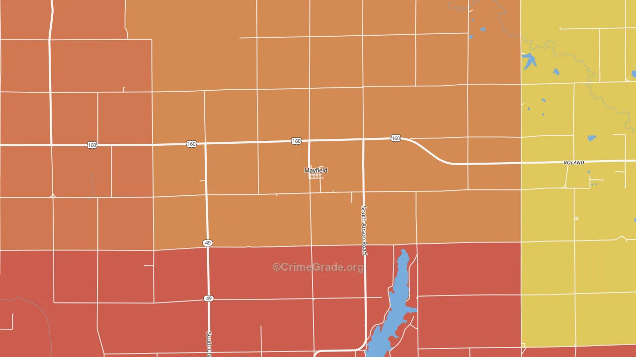 Mayfield, KS Map of Drug-Related Crime Rates