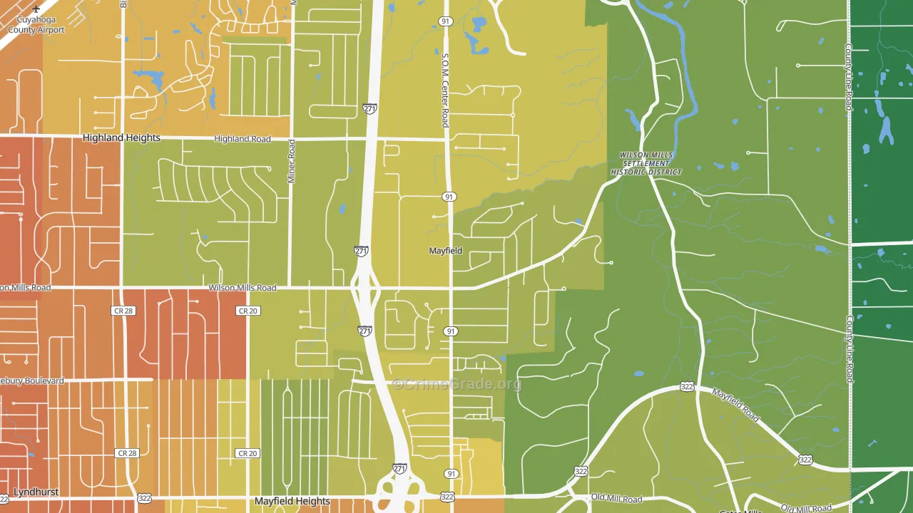 Mayfield, OH Map of Drug-Related Crime Rates