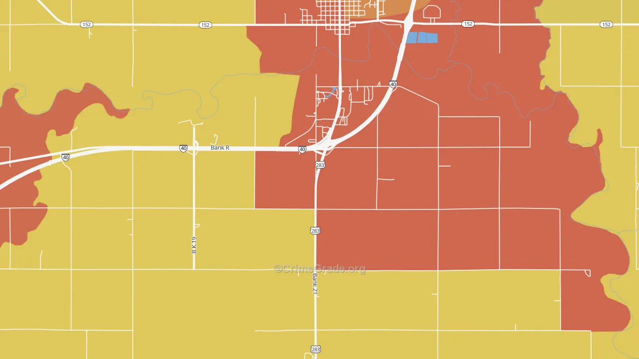 Mayfield, OK Map of Drug-Related Crime Rates