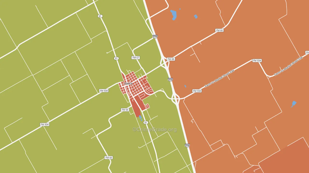 Mayfield, TX Map of Drug-Related Crime Rates