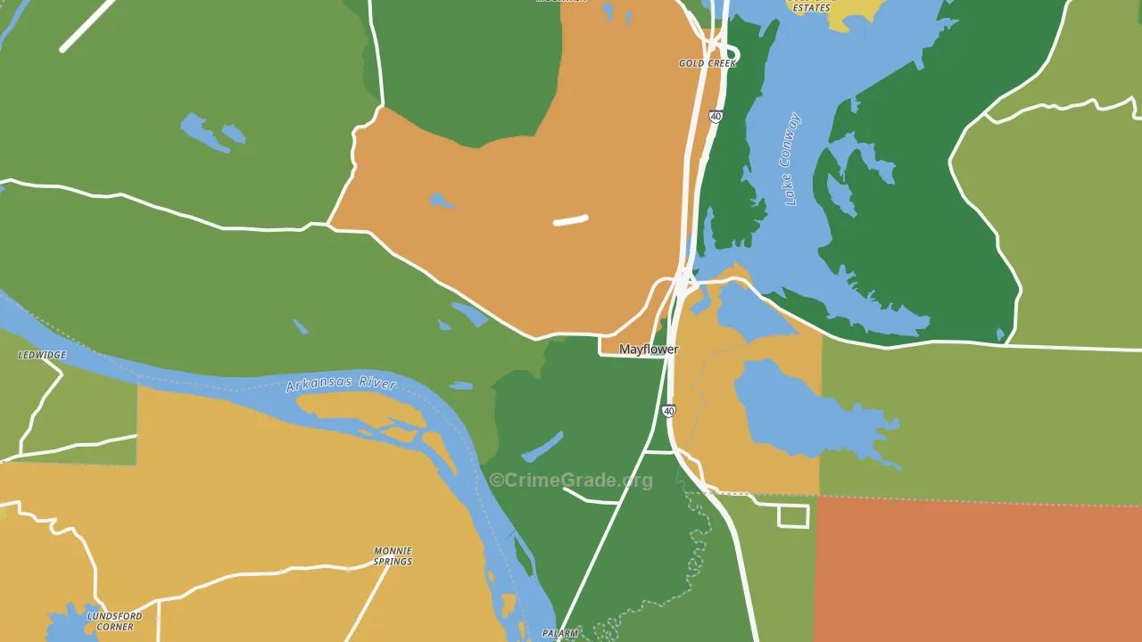 Mayflower, AR Map of Drug-Related Crime Rates