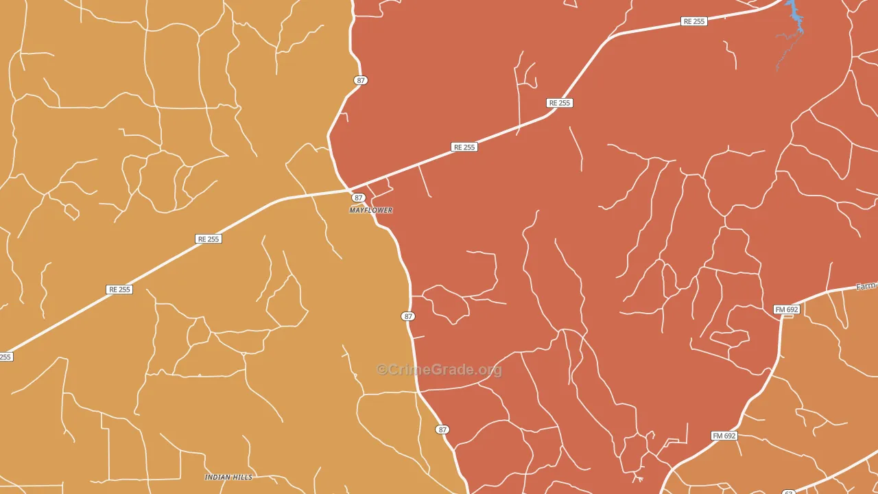 Mayflower, TX Map of Drug-Related Crime Rates