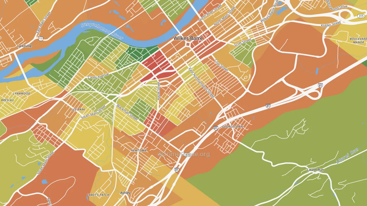 Mayflower, Wilkes-Barre, PA Map of Drug-Related Crime Rates