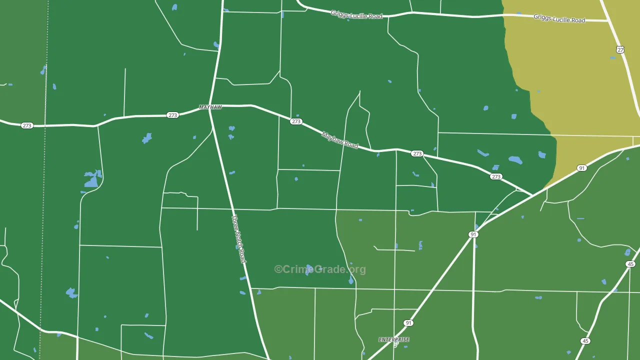 Mayhaw, GA Map of Drug-Related Crime Rates