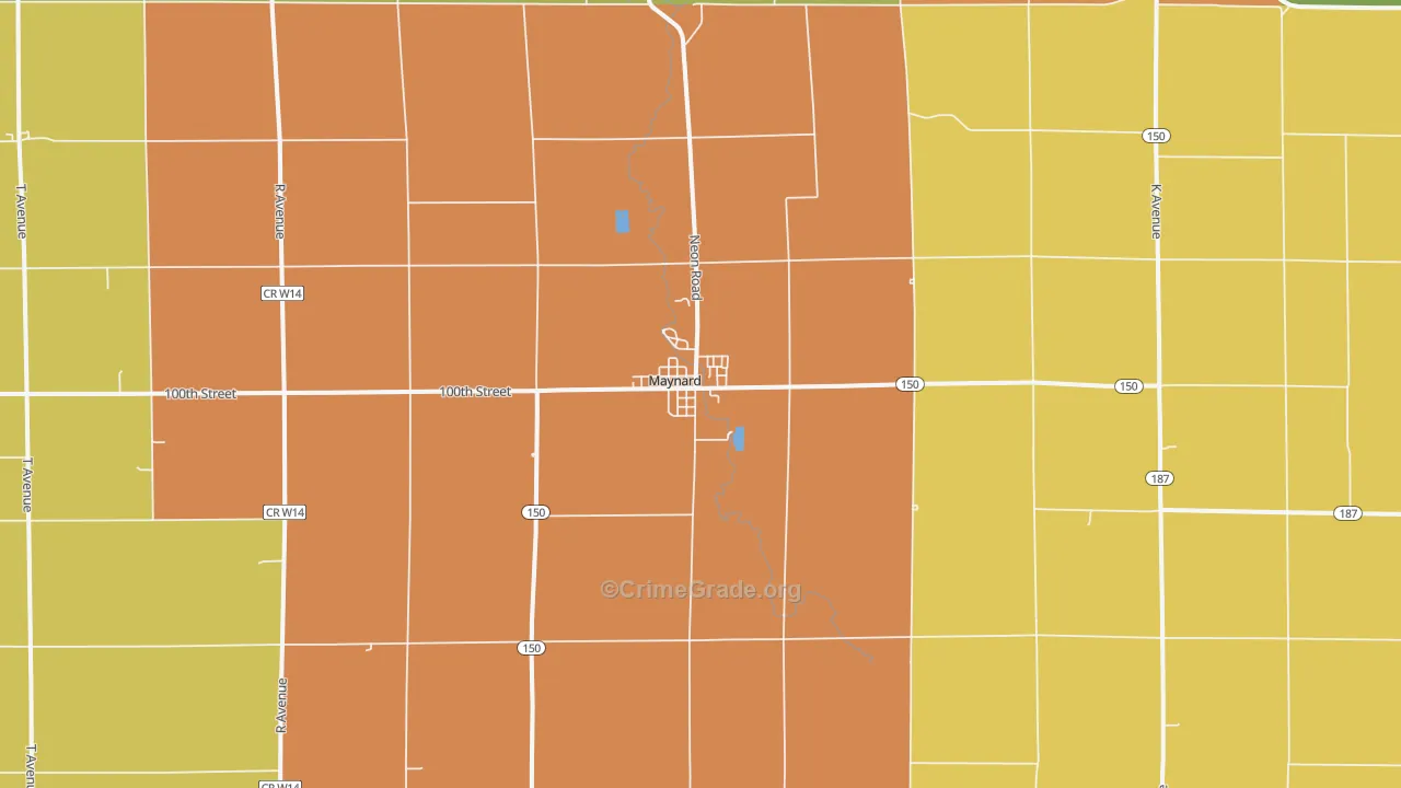 Maynard, IA Map of Drug-Related Crime Rates