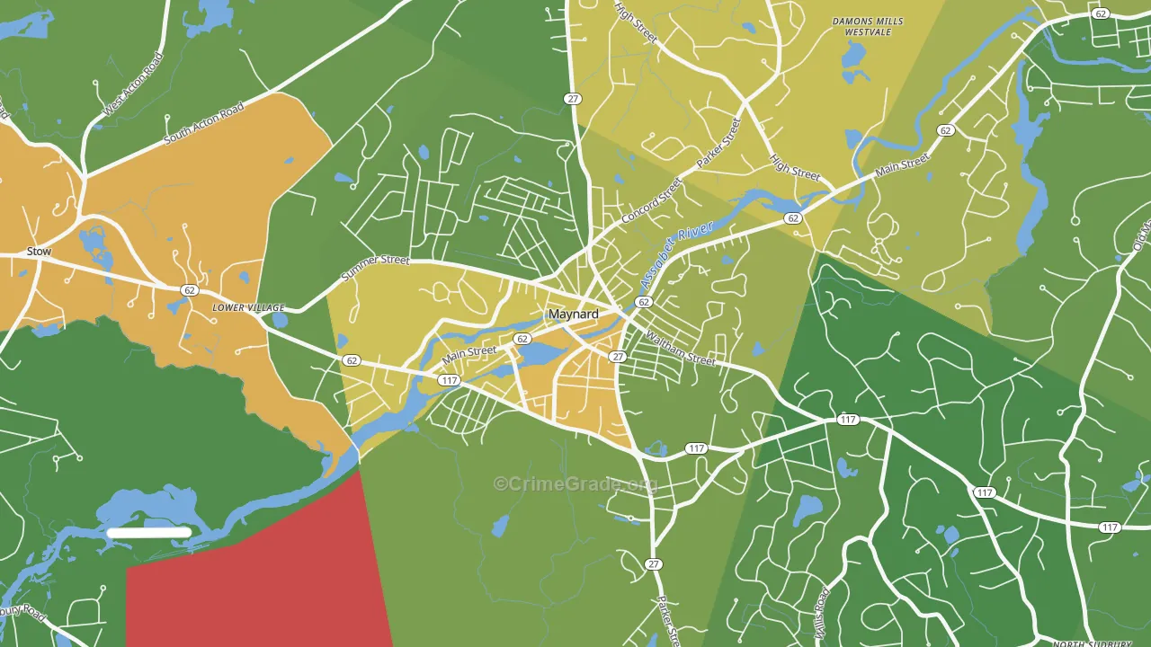 Maynard, MA Map of Drug-Related Crime Rates