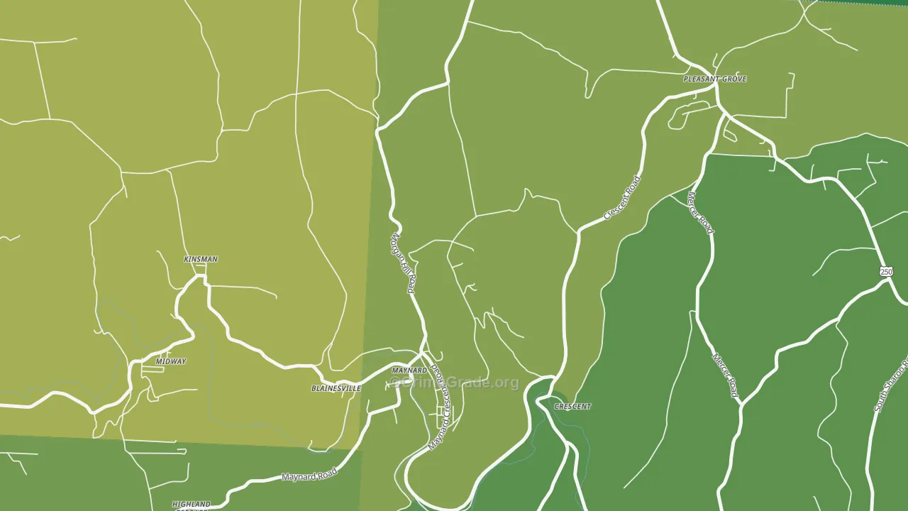 Maynard, OH Map of Drug-Related Crime Rates