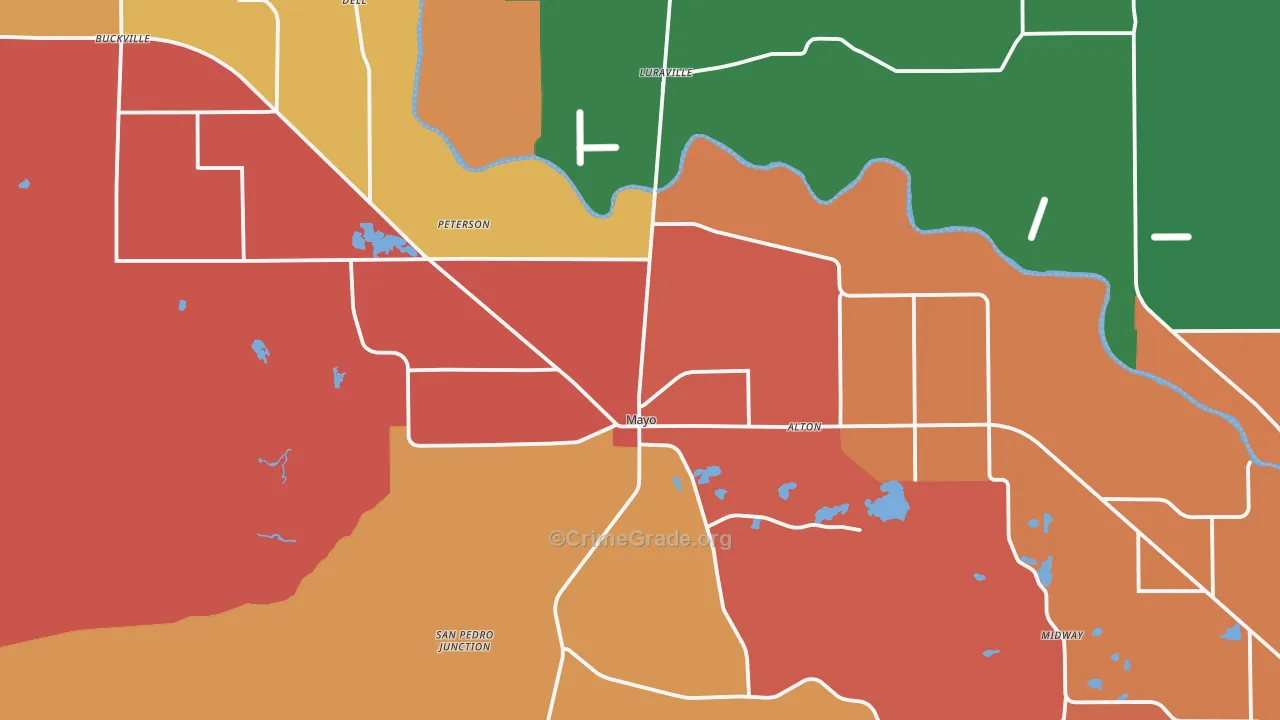 Mayo, FL Map of Drug-Related Crime Rates