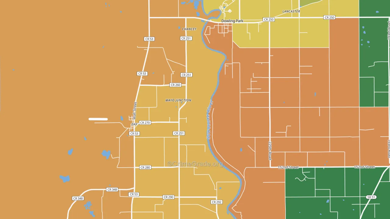 Mayo Junction, FL Map of Drug-Related Crime Rates