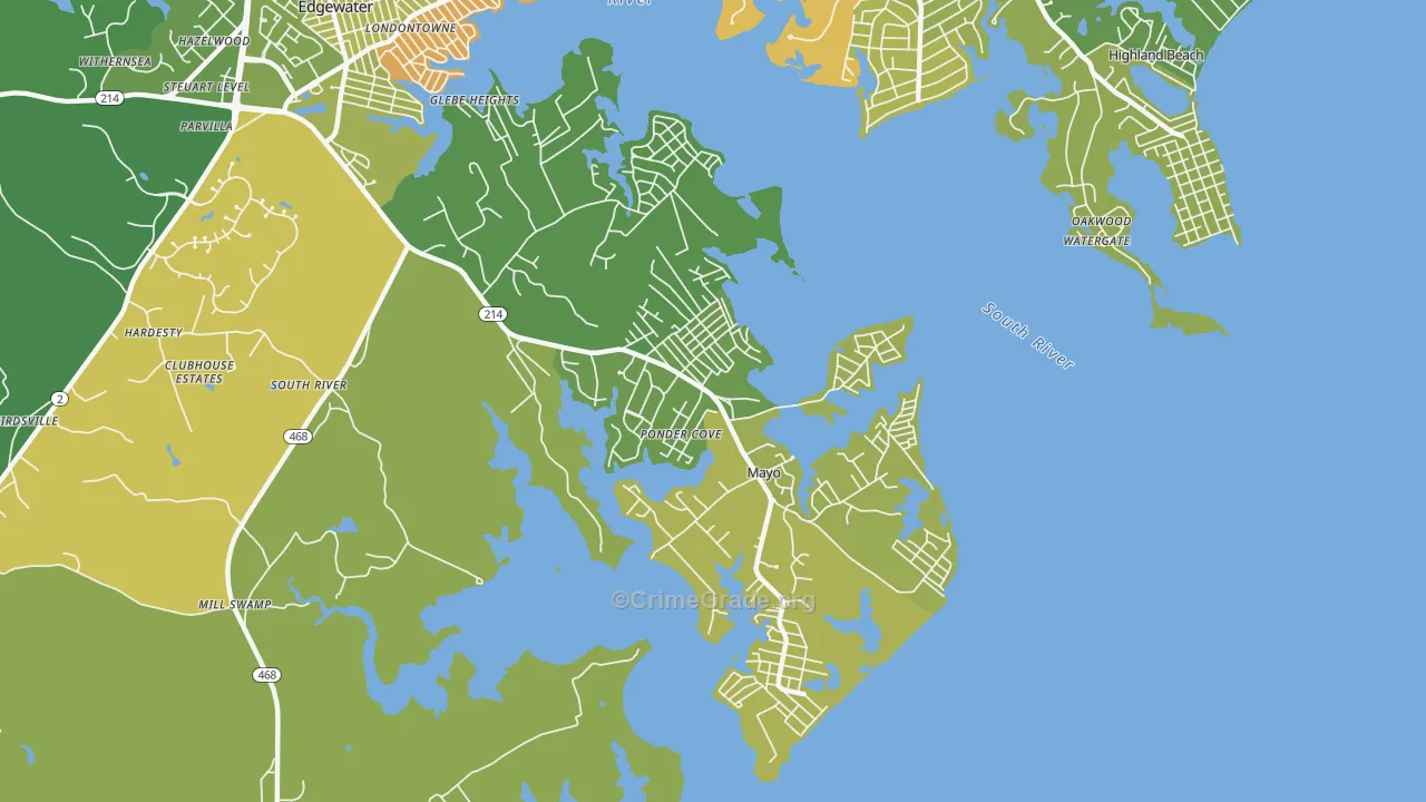 Mayo, MD Map of Drug-Related Crime Rates