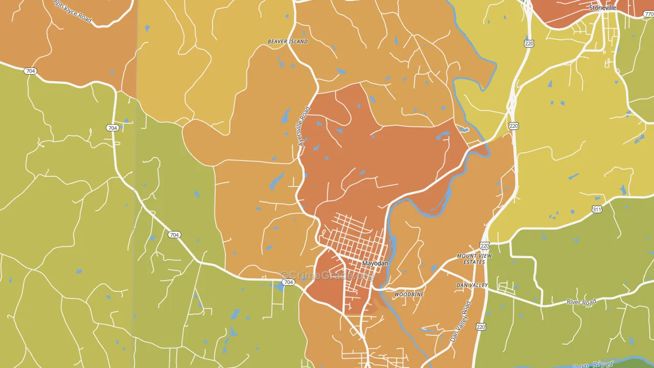 Mayodan, NC Map of Drug-Related Crime Rates