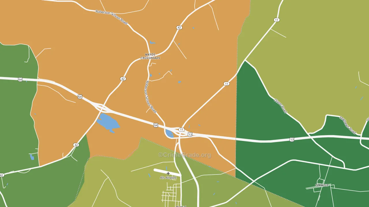 Mayos Crossroads, NC Map of Drug-Related Crime Rates