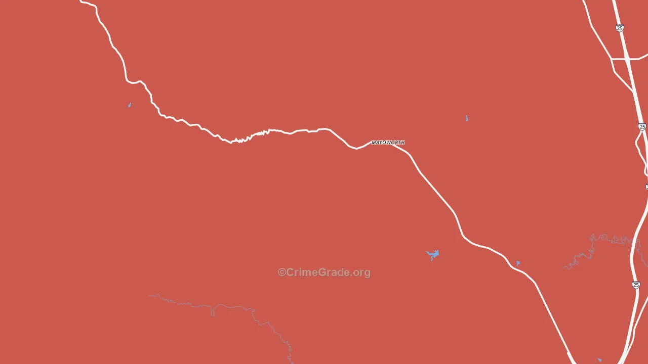Mayoworth, WY Map of Drug-Related Crime Rates