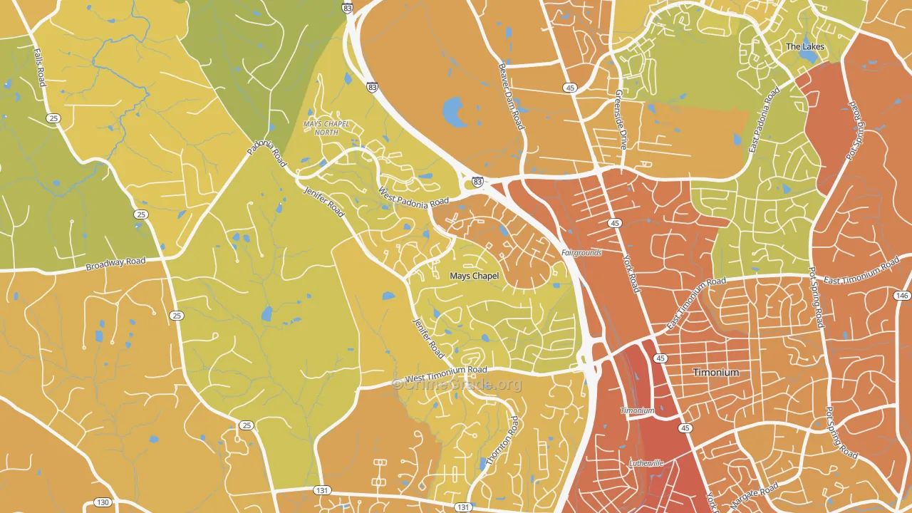 Mays Chapel Village, Mays Chapel, MD Map of Drug-Related Crime Rates