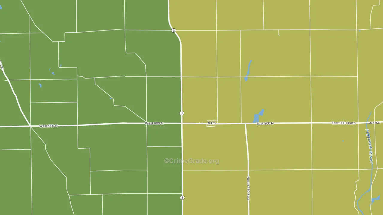 Mays, IN Map of Drug-Related Crime Rates