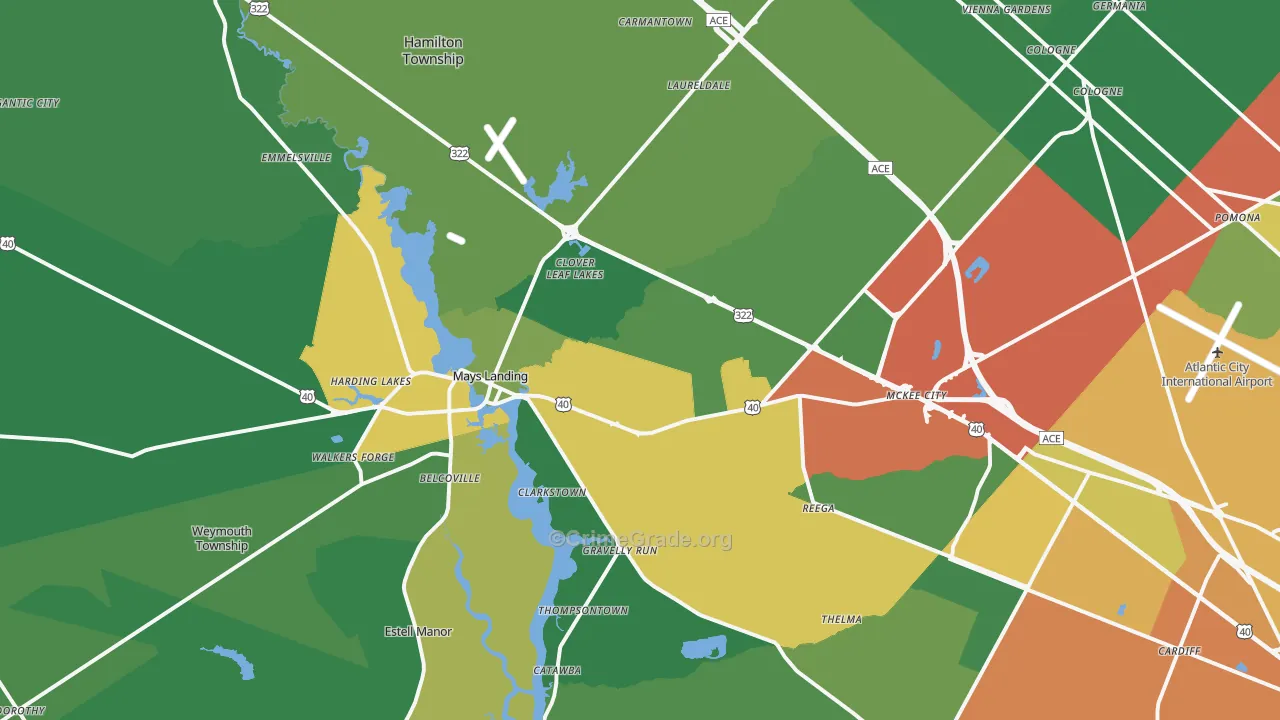 Mays Landing, NJ Map of Drug-Related Crime Rates