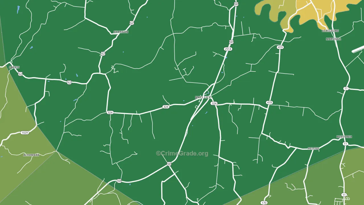 Mays Lick, KY Map of Drug-Related Crime Rates