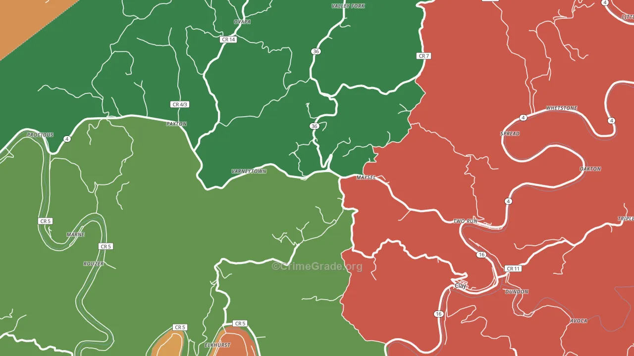 Maysel, WV Map of Drug-Related Crime Rates