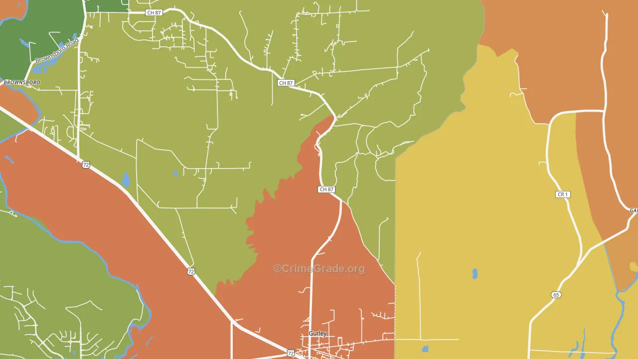 Maysville, AL Map of Drug-Related Crime Rates