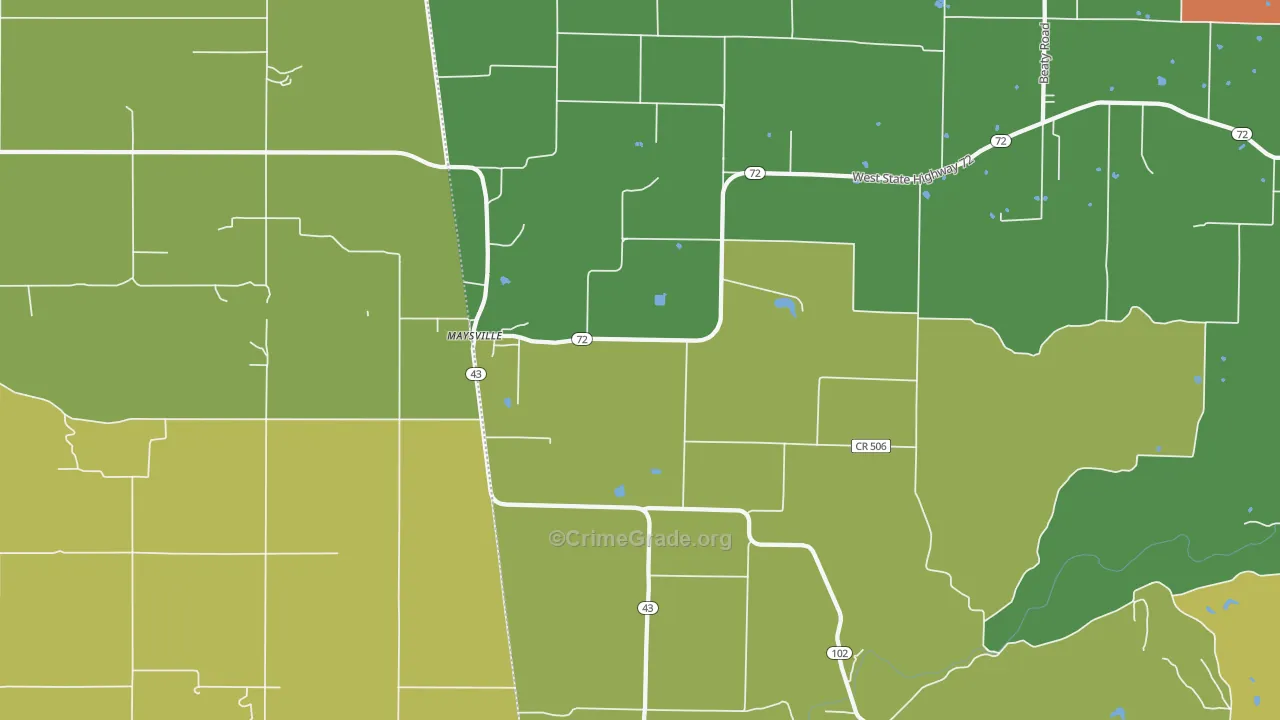 Maysville, AR Map of Drug-Related Crime Rates