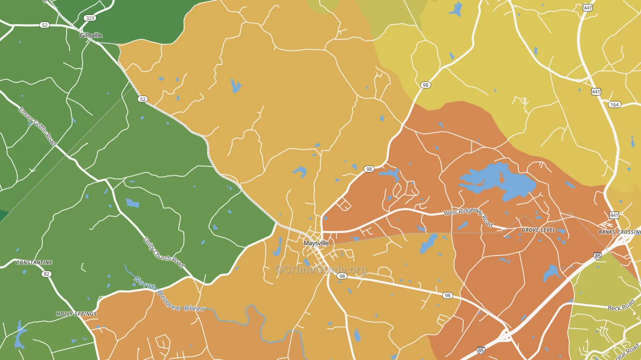 Maysville, GA Map of Drug-Related Crime Rates