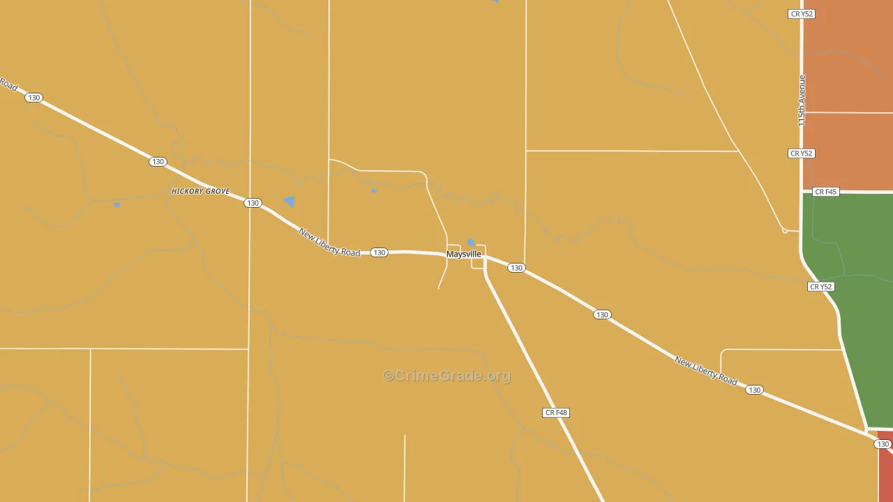 Maysville, IA Map of Drug-Related Crime Rates