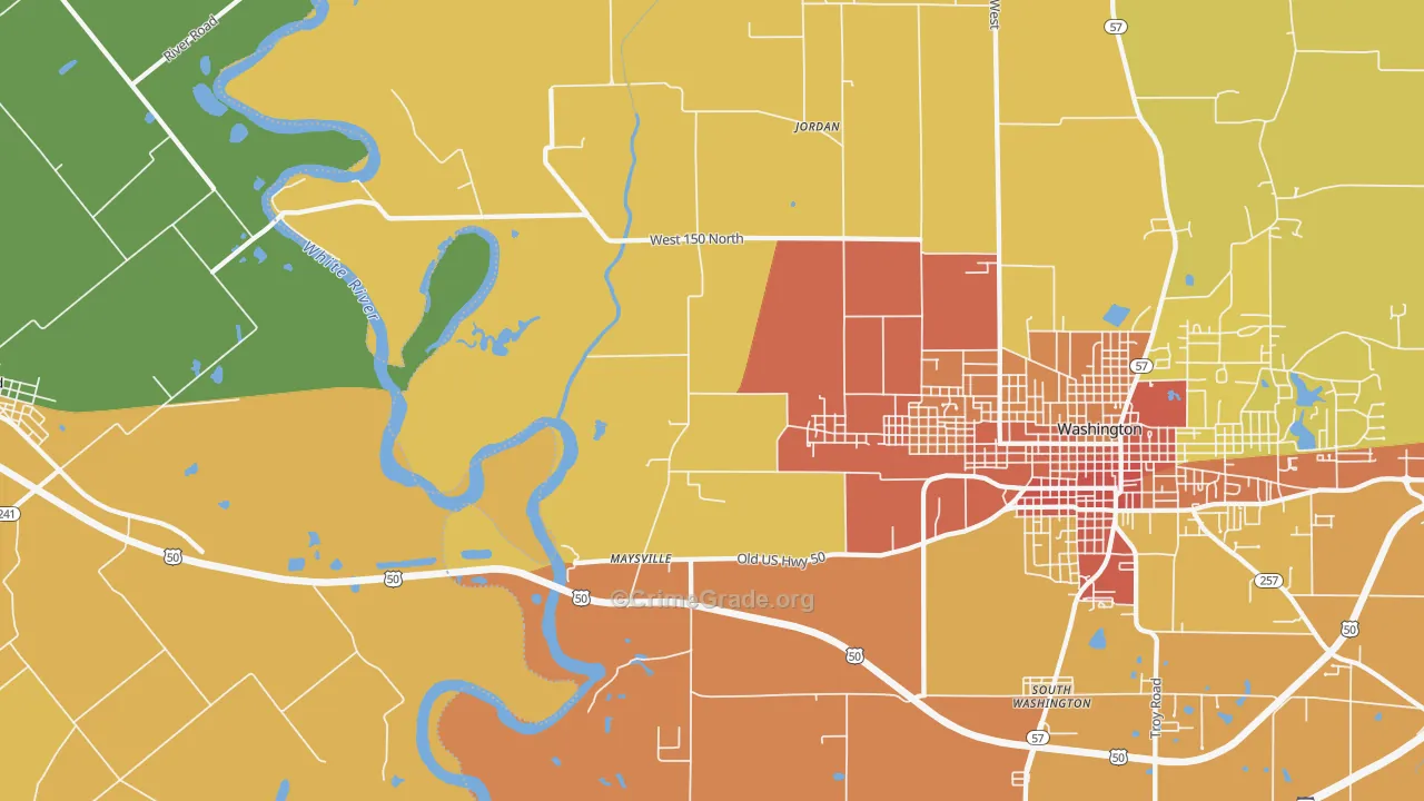 Maysville, IN Map of Drug-Related Crime Rates