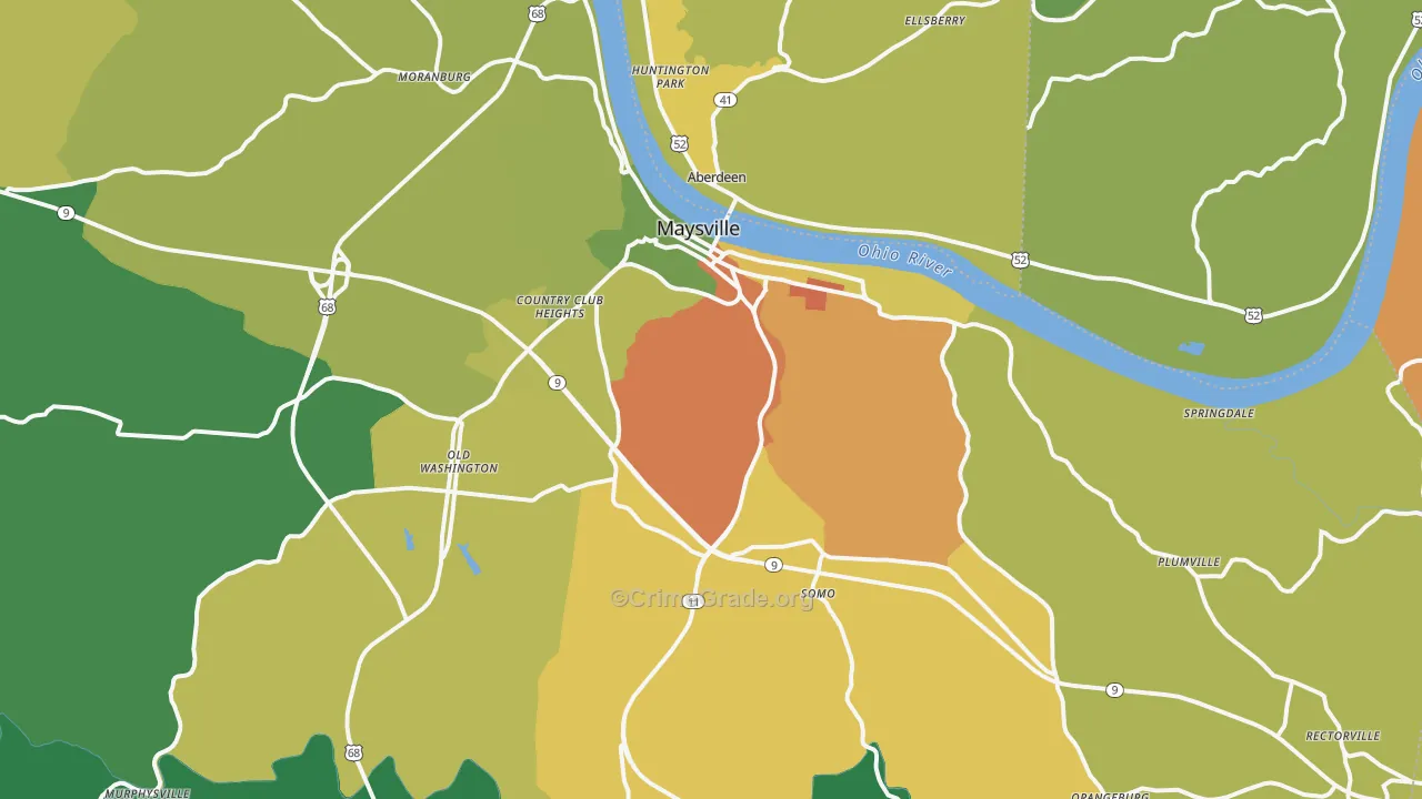 Maysville, KY Map of Drug-Related Crime Rates