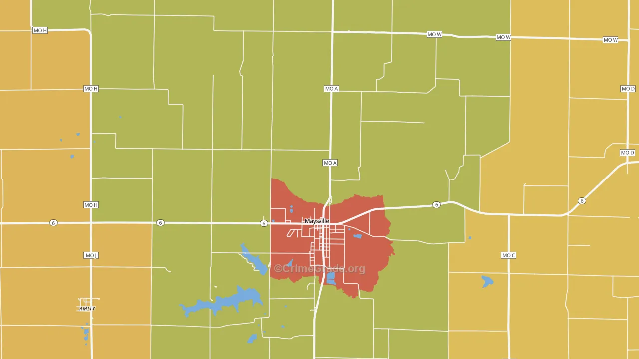 Maysville, MO Map of Drug-Related Crime Rates