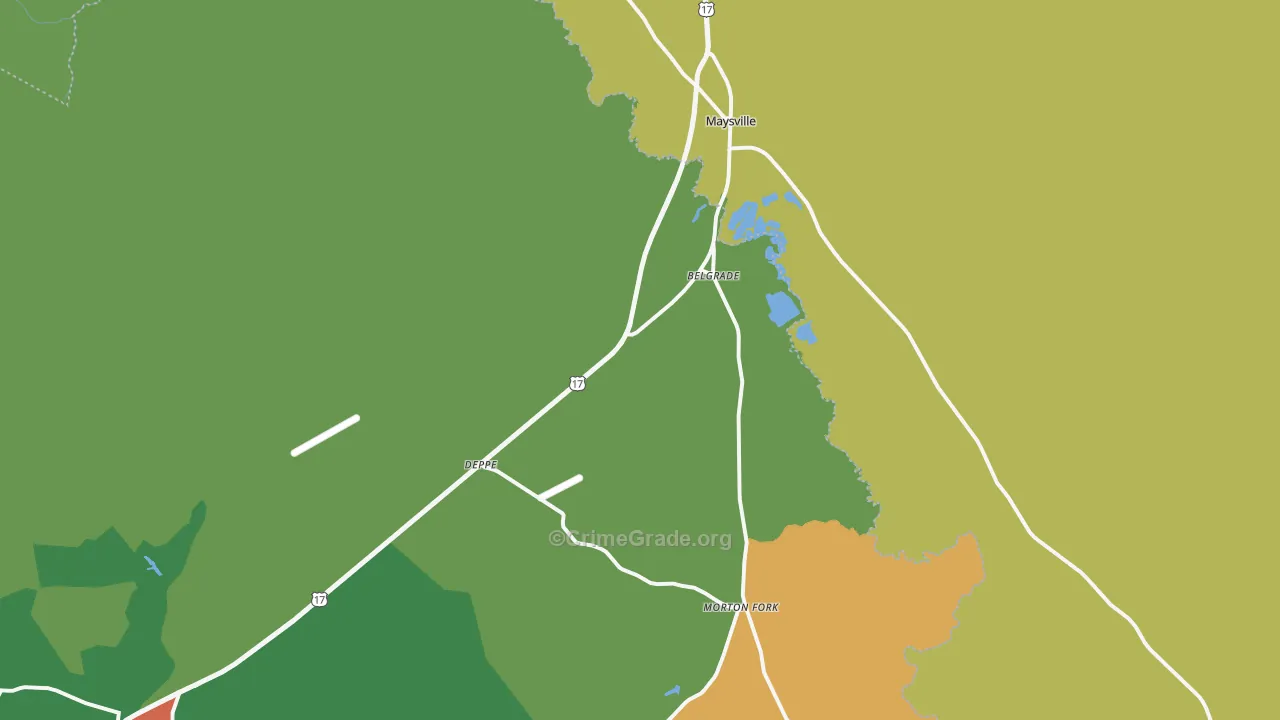 Maysville, NC Map of Drug-Related Crime Rates