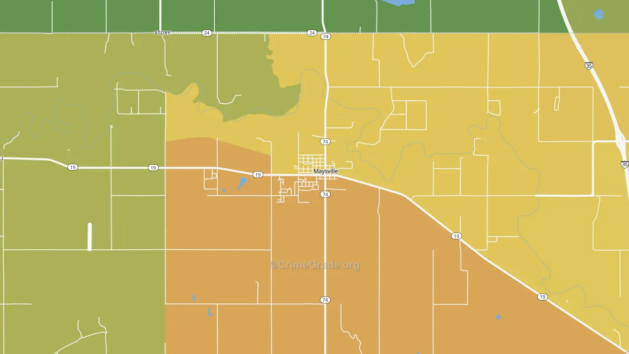Maysville, OK Map of Drug-Related Crime Rates