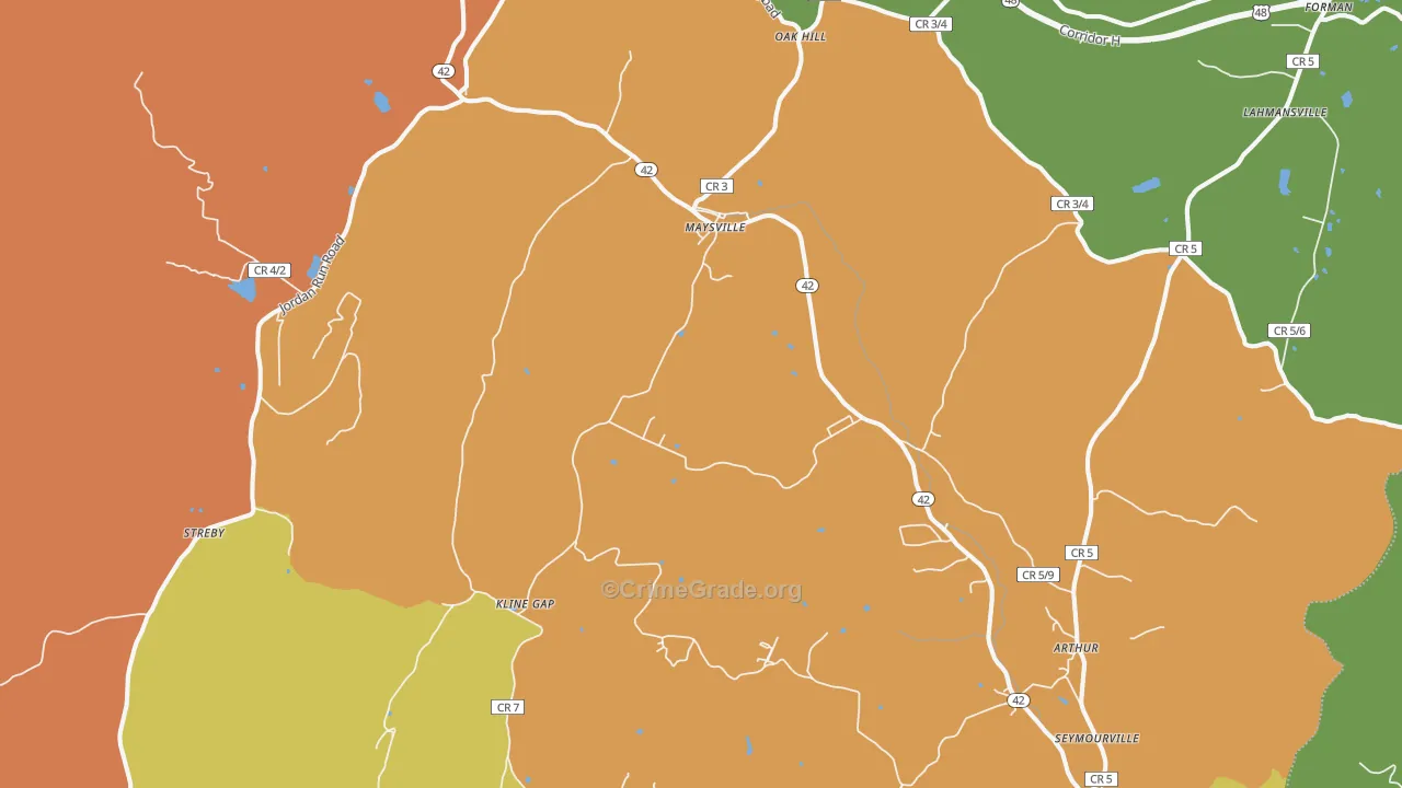 Maysville, WV Map of Drug-Related Crime Rates