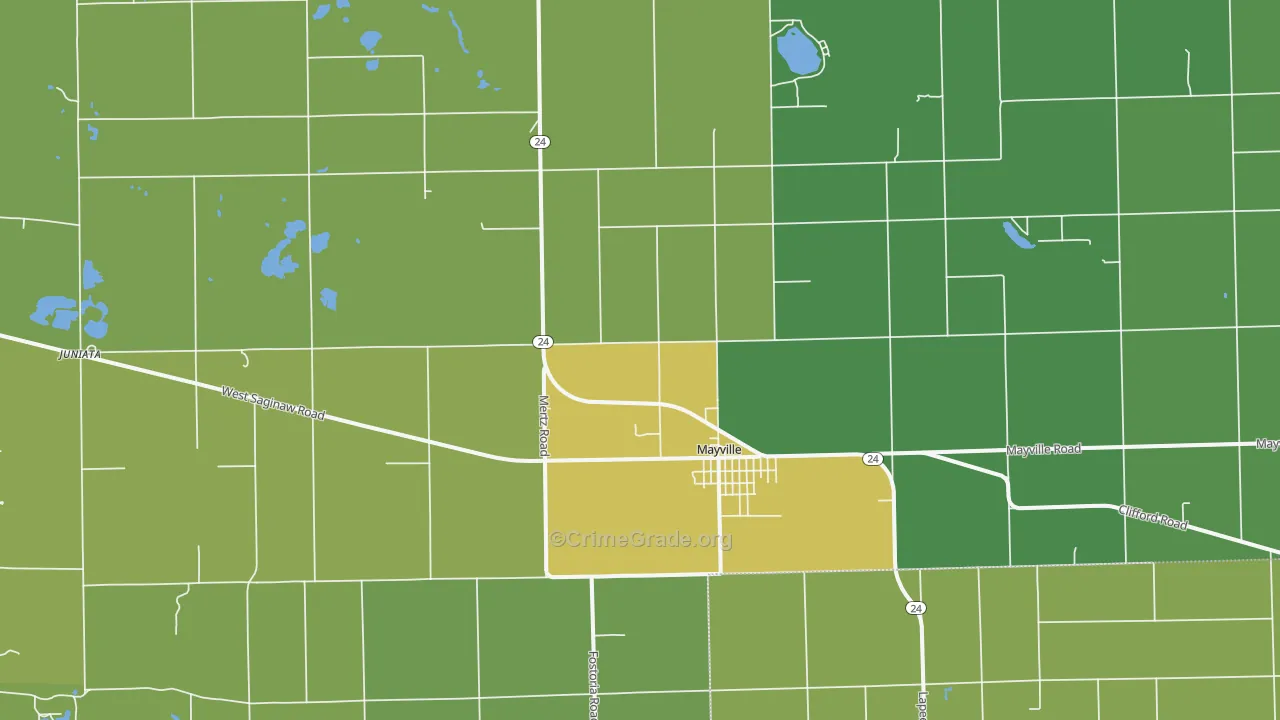 Mayville, MI Map of Drug-Related Crime Rates