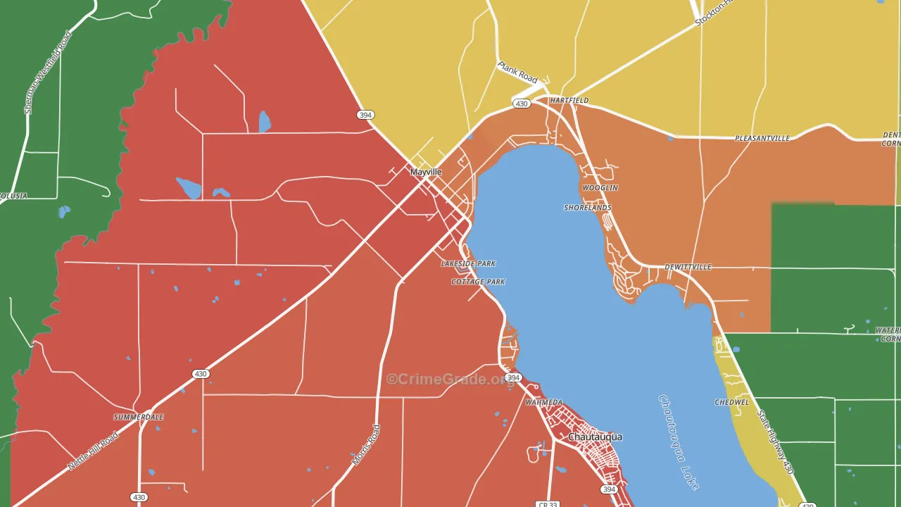 Mayville, NY Map of Drug-Related Crime Rates
