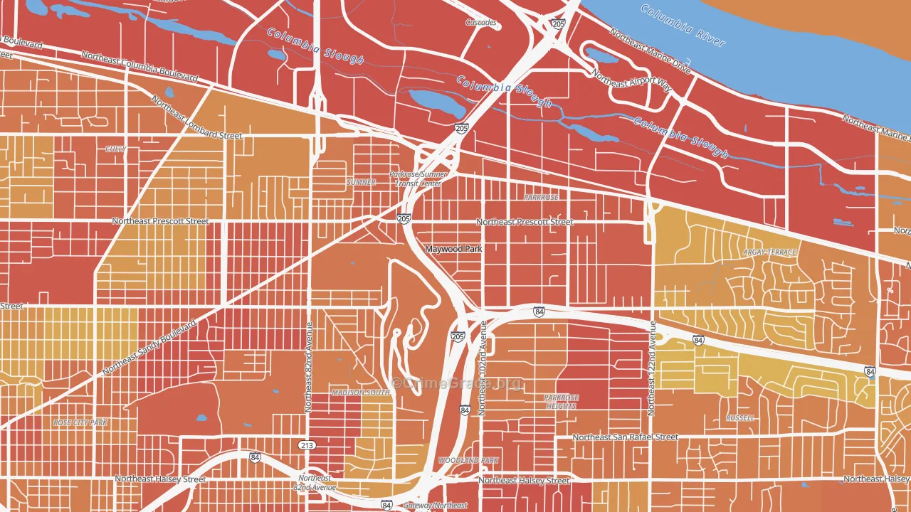 Maywood Park, OR Map of Drug-Related Crime Rates