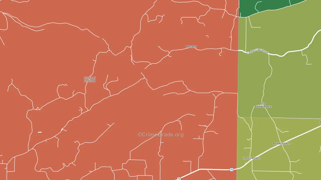 Mazarn, AR Map of Drug-Related Crime Rates