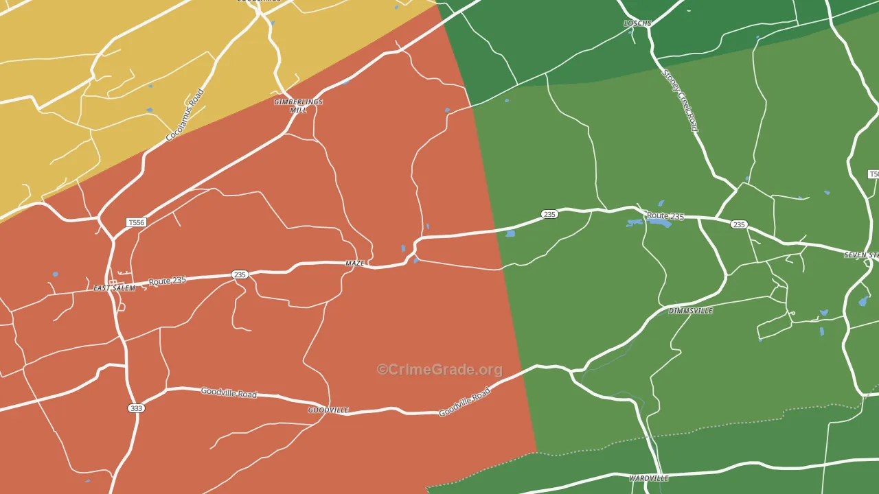 Maze, PA Map of Drug-Related Crime Rates