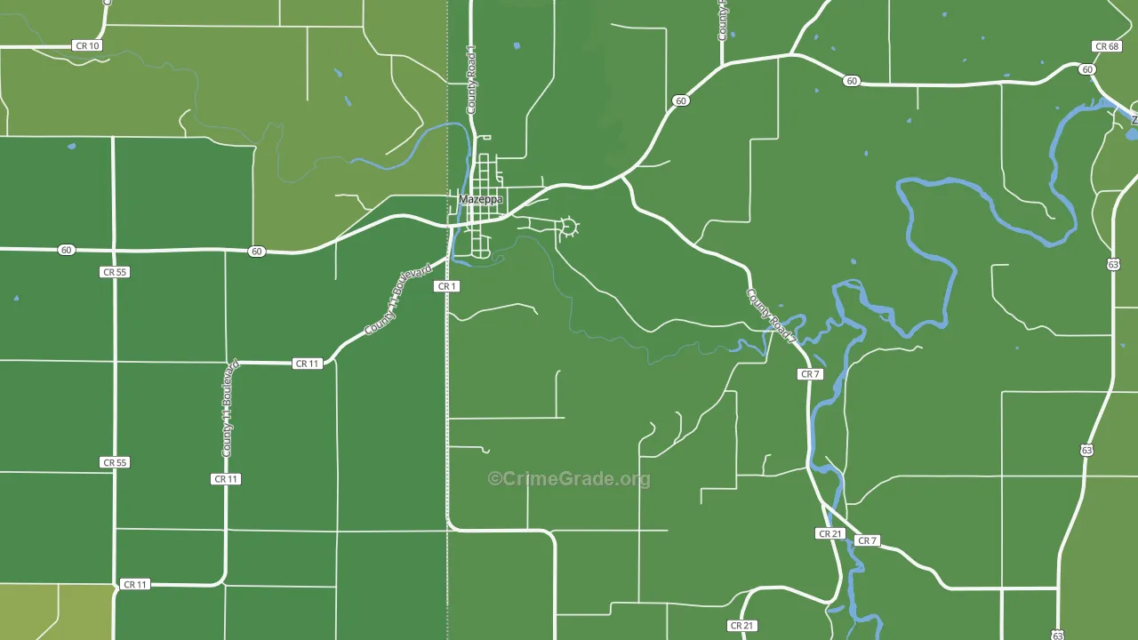Mazeppa, MN Map of Drug-Related Crime Rates